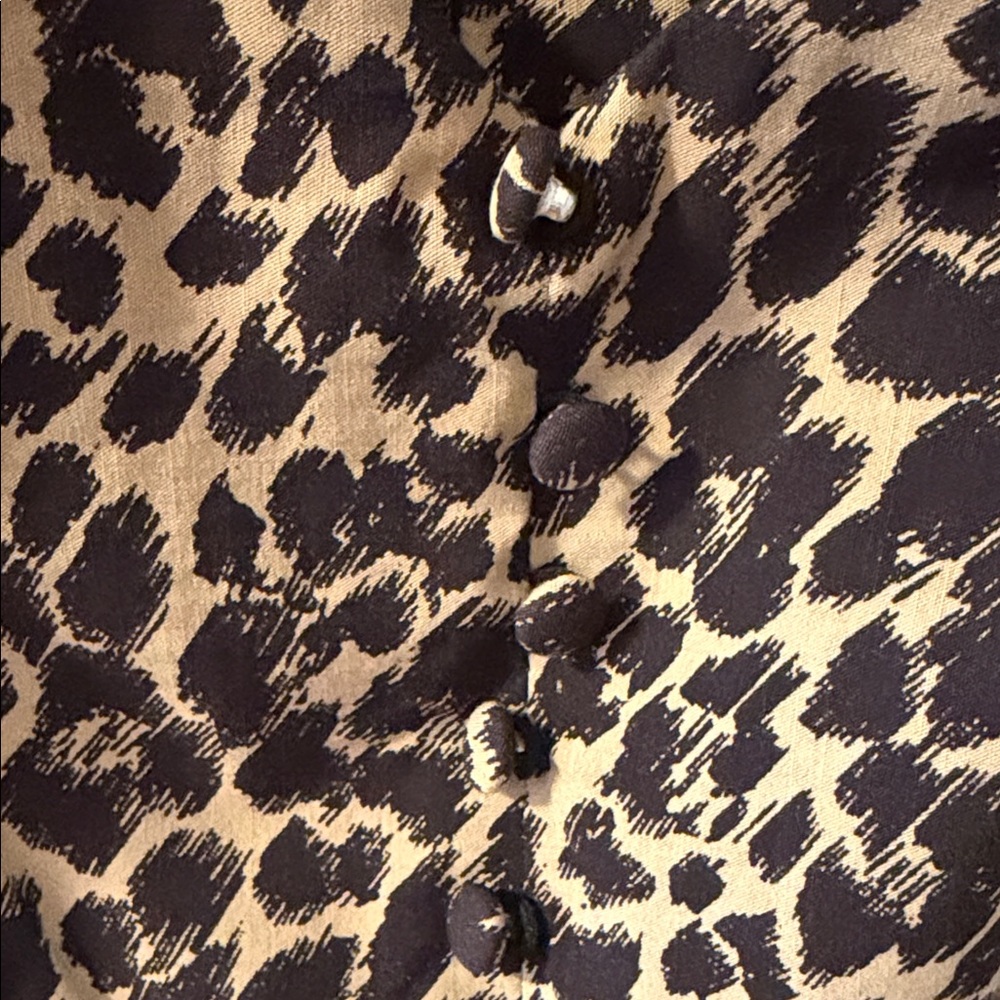 Anthropologie Brown Leopard Print Midi Dress - Picture 6 of 11